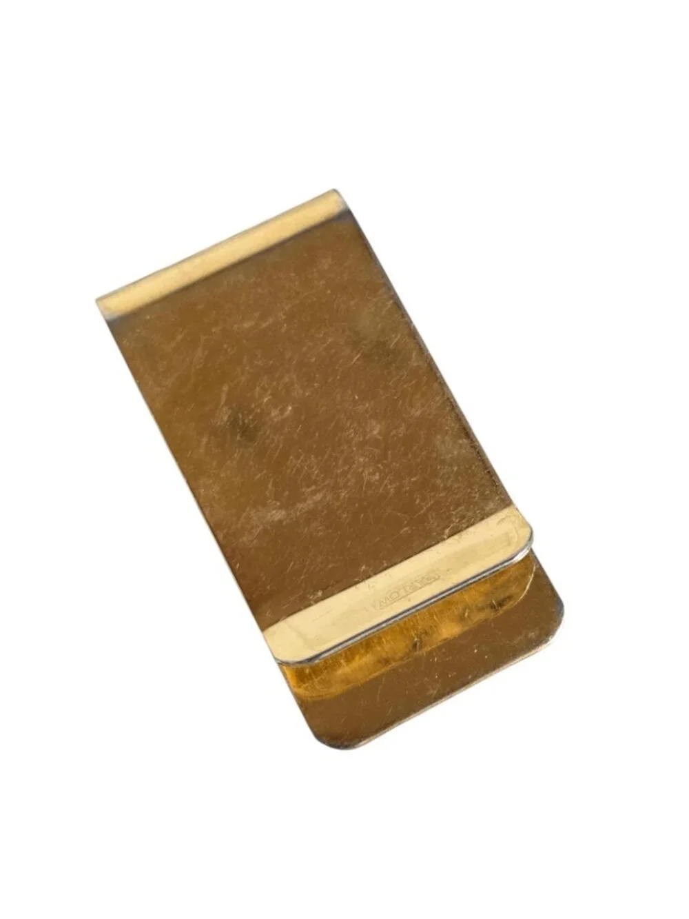 Vintage Barlow Scrimshaw Money Clip w/Ducks Gold Tone 1